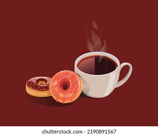 Kaffee und Pokal im Flachdesign mit Dong