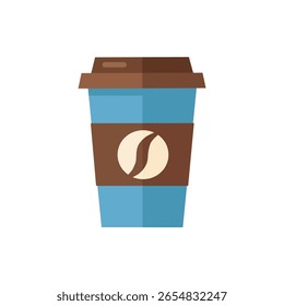 Flat design coffee cup icon isolated on white background caffeine beverage