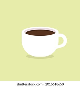 Flat design coffee in a mug. Best use for coffee or cafe menu illustration.