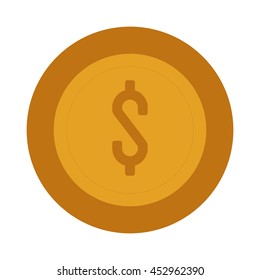 flat design coin with dollar sign icon vector illustration