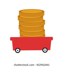 flat design coin with dollar sign icon vector illustration