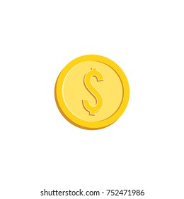 Flat design coin with dollar symbol