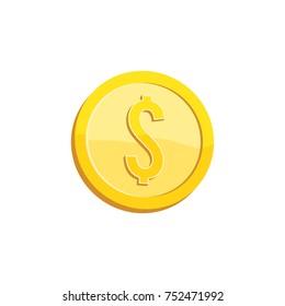 Flat design coin with dollar symbol