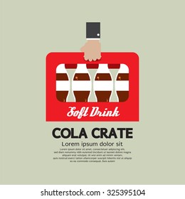Flat Design Cola Crate In Hand Vector Illustration