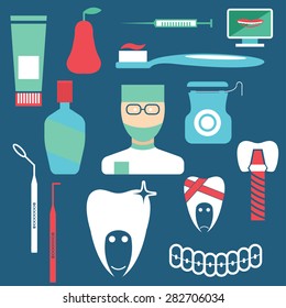 flat design collection of dentistry theme