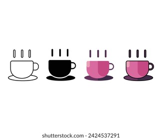 Flat design Collection sets icon of cup of coffee drink. Simple Cup icon collection in flat style and thin outline for website,app,and games, vector illustration flat design