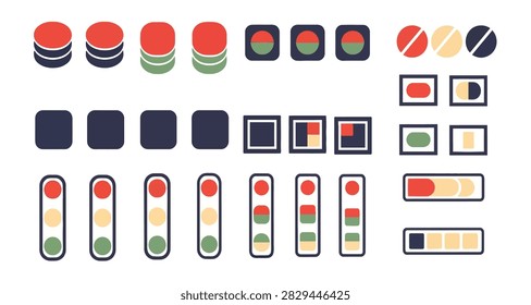 Flat design collection of traffic lights and road signs in vibrant colors