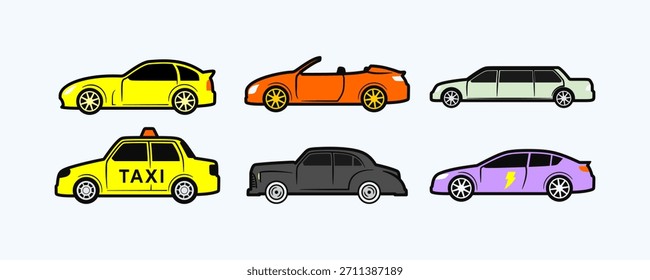 Flat Design Collection of Various Car Types