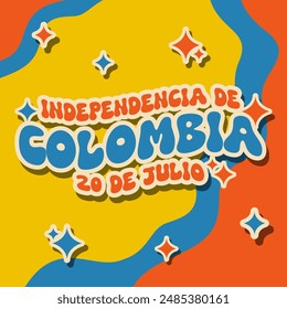 flat design colombia independence day background in retro groovy style
