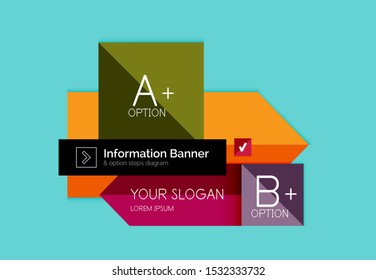 Flat design color information banner template with step options. Vector abstract infographics diagram