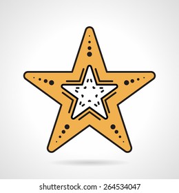 Flat design color vector icon for yellow starfish on white background. Wildlife sea creatures