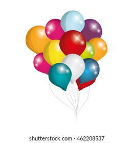 flat design colorful balloons icon vector illustration