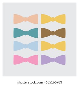 Flat design colorful bow ties icon set without dots. vector illustration.