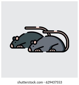 Flat design colorful cartoon cute, sweet mouse icon set. Vector illustration.