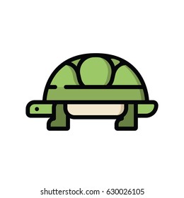 Flat design colorful cartoon cute, sweet turtle icon. Vector illustration.