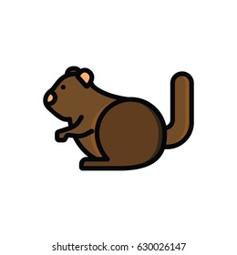 Flat design colorful cartoon cute, sweet squirrel icon. Vector illustration.