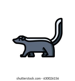 Flat design colorful cartoon cute, sweet skunk icon. Vector illustration.