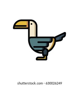 Flat design colorful cartoon cute, sweet toucan icon. Vector illustration.