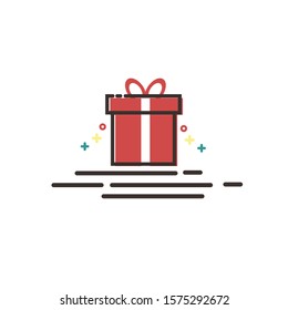 Flat Design of Colorful Christmas Gift Icon Vector Illustration with MBE Style on White Background