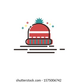 Flat Design of Colorful Christmas Hat Icon Vector Illustration with MBE Style on White Background