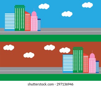 Flat design colorful city vector.