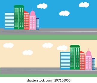 Flat design colorful city vector.