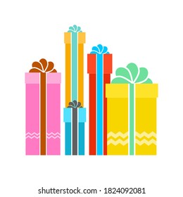 Cajas de regalo coloreadas de diseño plano Dibujo vectorial