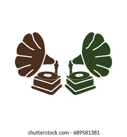 Flat design colorful gramaphone icons set. Vector illustration.