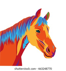 flat design colorful horse drawing icon vector illustration