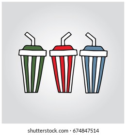 Flat design colorful juice plastic bottle. Vector illustration.