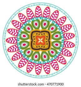 flat design colorful mandala icon vector illustration