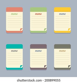 Flat Design Colorful Memo Vector Illustration