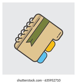 Flat design colorful notebook without pencil isolated on white background vector