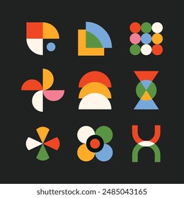 flat design colorful retro geometric shape illustration