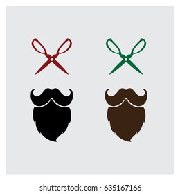 Flat design colorful scissors and beards icon. vector illustration.