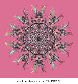 Flat design. Colorful snowflake Vector illustration. Vector winter snowflakes on colorful background. Icons, labels. Snowflake icon, isolated. Vector illustration.