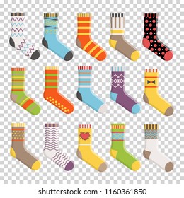 Flat design colorful socks set vector illustration