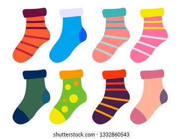 Flat design colorful socks set vector illustration 