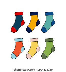 Flat design colorful socks set vector illustration 