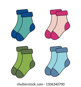 Flat design colorful socks set vector illustration 