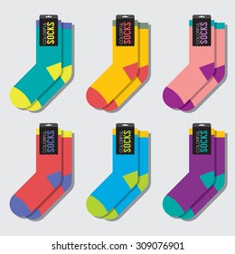 Flat Design Colorful Socks Set Vector Illustration