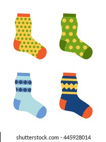 Flat design colorful socks set vector illustration