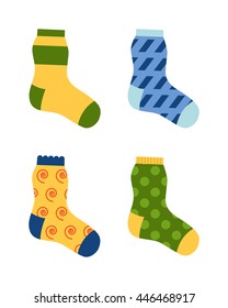 Flat design colorful socks set vector illustration