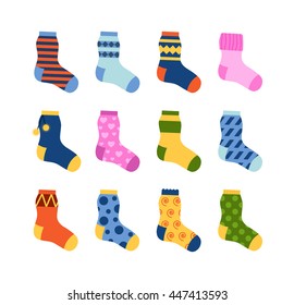 Flaches Design bunte Socken Set Vektorgrafik