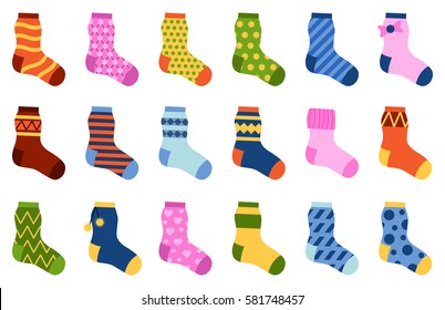 Socks Vector Illustration Set Cartoon Flat Stock Vector (Royalty Free ...