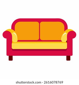 Flat Design Colorful Sofa Icon on White