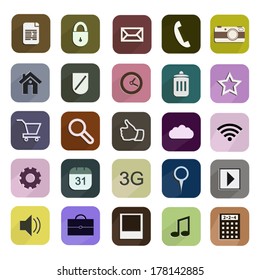 Flat design colorful style icons set with long shadow effect isolated on white background ui illustration