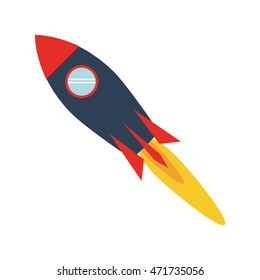 flat design colorful toy rocket icon vector illustration