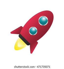 flat design colorful toy rocket icon vector illustration