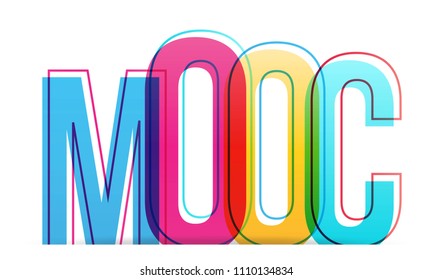Flat design colorful vector illustration concept for MOOC, Massive Open Online Courses